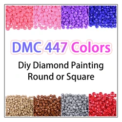 Wholesale DMC 447 Colors Full Round/Square Drill Diamond Rhinestone Diy Diamond Painting Sale Full Stone Beads Accessory Arts
