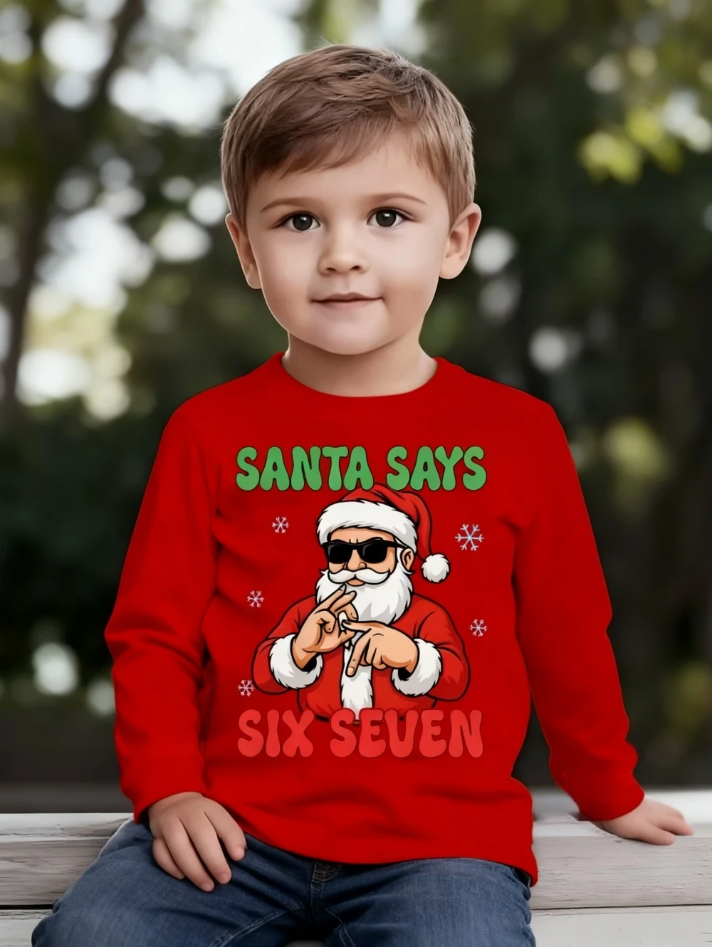 عيد الميلاد تي شيرت للأطفال متعة ستة سبعة 6 7 ميمي بلايز Y2k الفكاهة قائلا المحملة طاقم الرقبة سانتا كلوز الجرافيك ملابس الأطفال