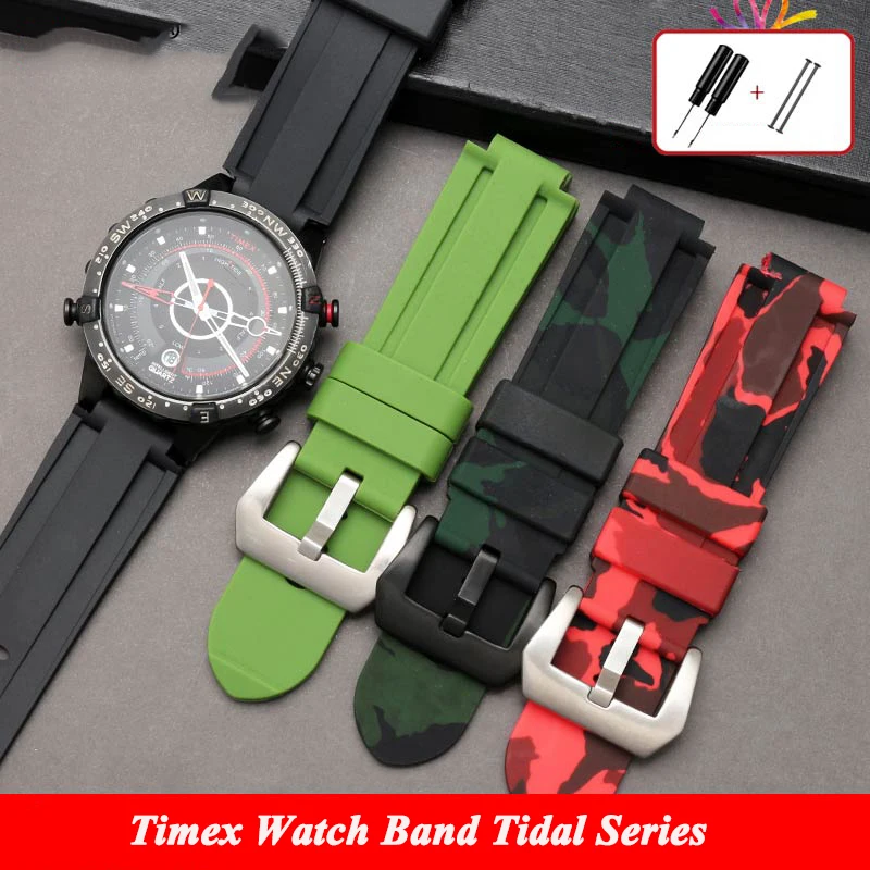 20 22MM 24mm Waterproof Silicone Raised Mouth WatchBand For Timex Tide Series T2N739 T2N720 T2N721 Panerai PAM111 Strap Bracelet