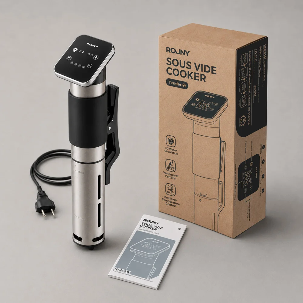 ROUNY Sous Vide Cooker, 1300W Waterproof Immersion Circulator with Timer and Touch Control for Home and Steak Cooking,Tender 1