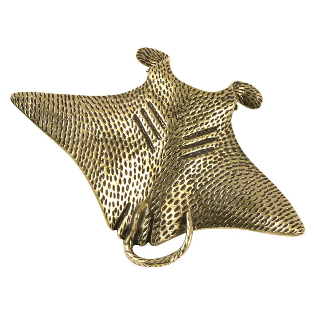 

Retro Mini Ray Figurine Brass Fish Statue Decor Compact Size Desk nament Vintage Garden Animal Sculpture