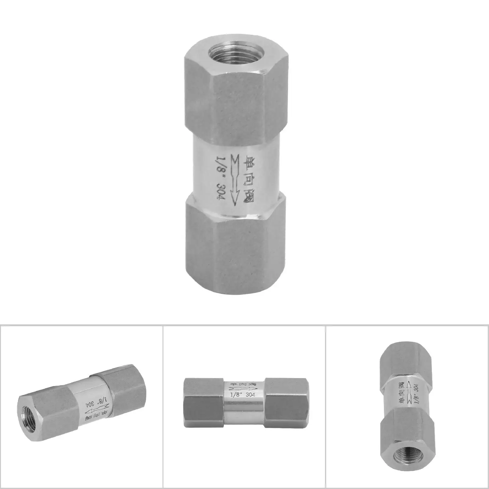 304 Stainless Steel 304 Stainless Steel Hex Split Check Valve High Temperature&Pressure Endurance One Way Valve
