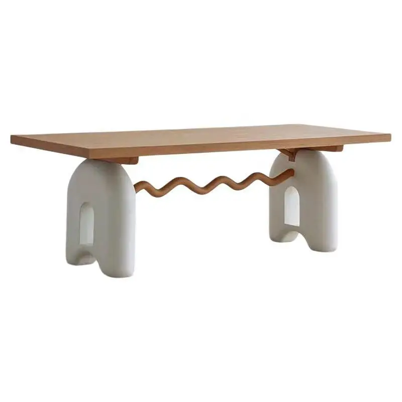 Solid wood cream style dining table, Nordic desk, retro rectangular desk