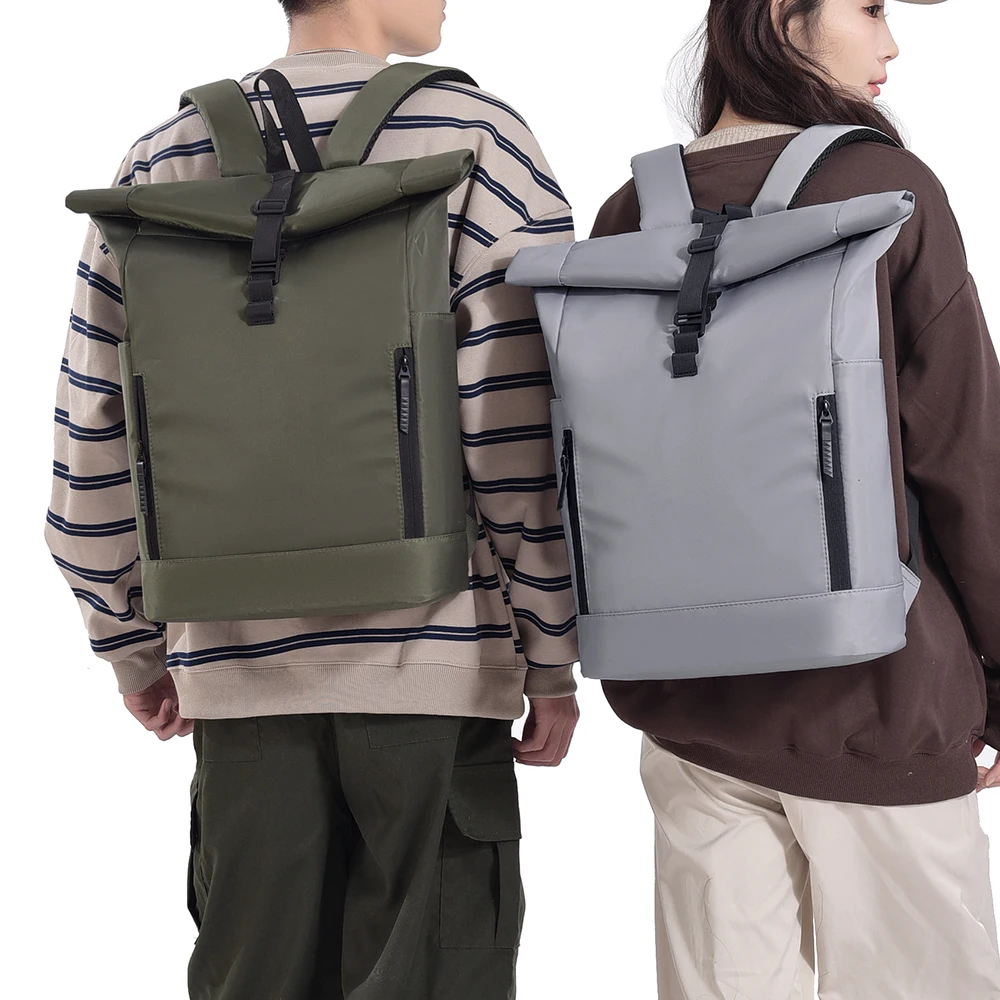 Backpack Men's Roll-top Waterproof Laptop Backpack Advanced Sense Casual Travel Waterproof Backpack Large Capacity School Bag