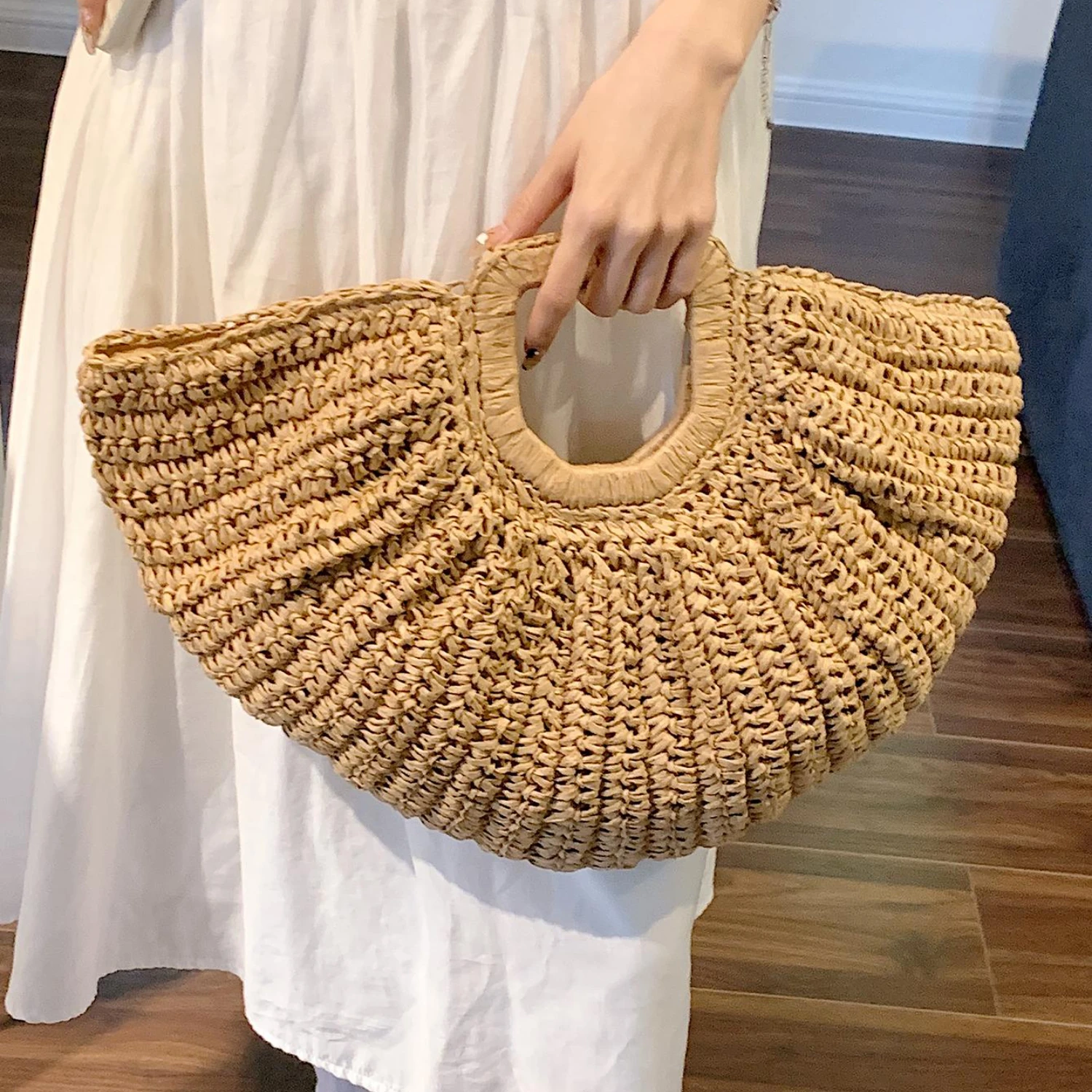 Bolsa de palha extragrande para mulher, bolsa de praia sem fecho, alça dupla, perfeita para o verão, viagem, férias, nova, 2024