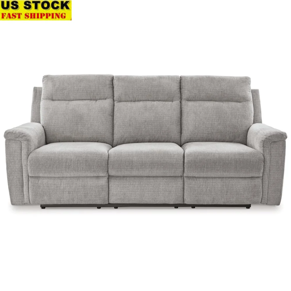 

Power Reclining Sofa with USB Charging Ports Comfortable Style Adjustable Positions Easy Assembly Gray Polyester 86" x 41" x 40"