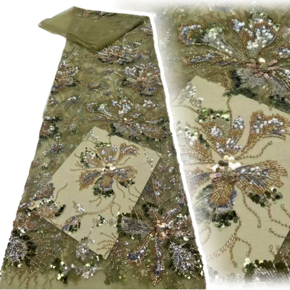 

5 ярдов модная ткань для вышивки бисером, сетчатый материал для суконь и свадебных платьев, ткань с блестками Iny, одежда, сделай сам, Crts A1632