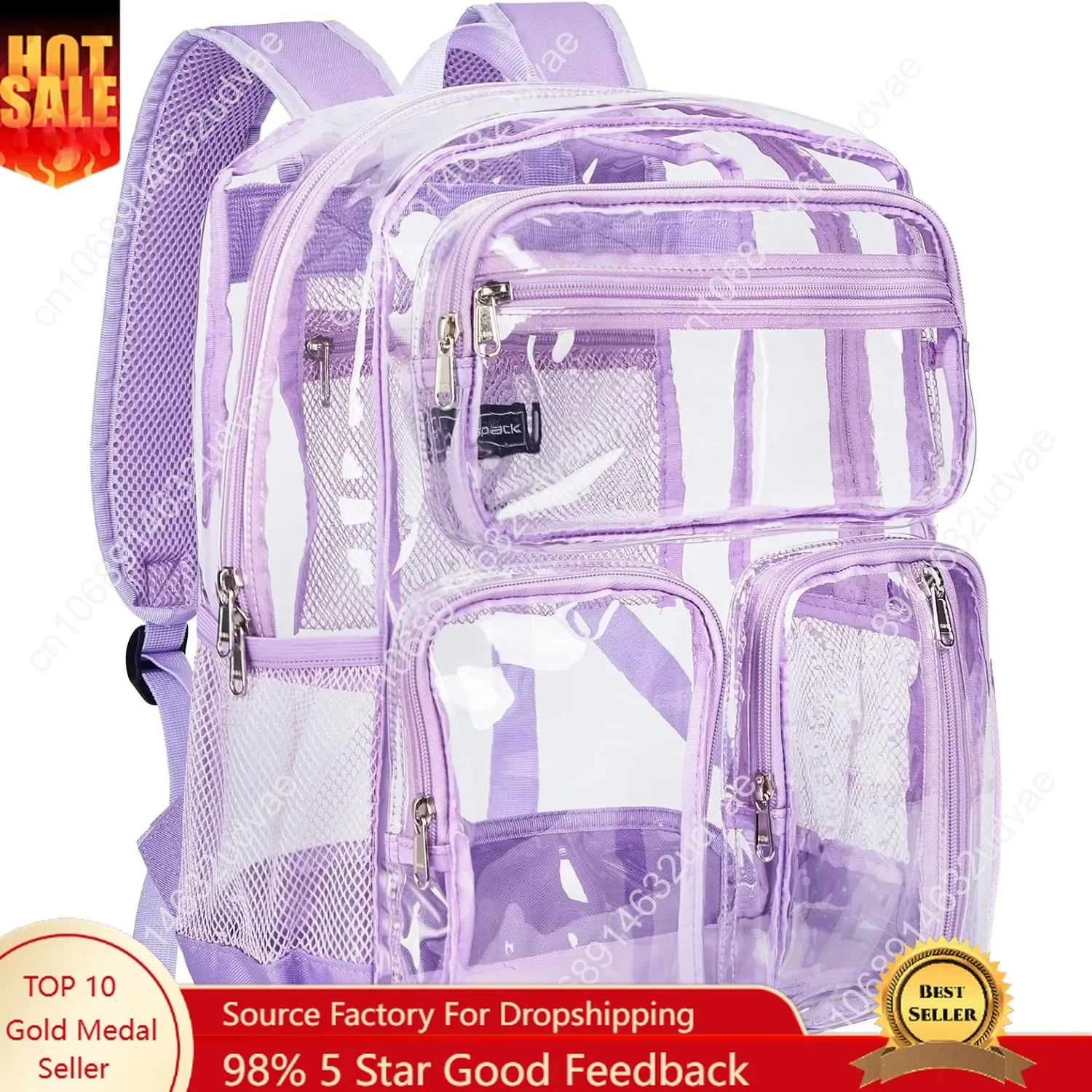 Vorspack Clear Backpack for School - Heavy Duty See Through Bookbag for Girls Boys Large Transparent Backpacks for Work, Travel,