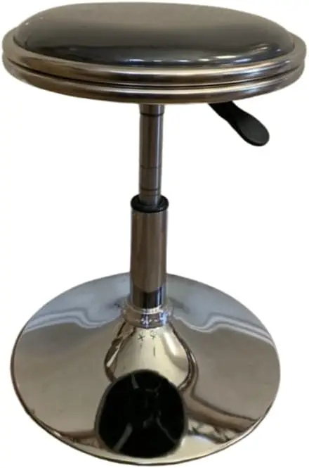 Arcade Bar Stools Set of 2, Adjustable Height, Leather Padded, Black Chrome, for Home, Garage, Man Cave