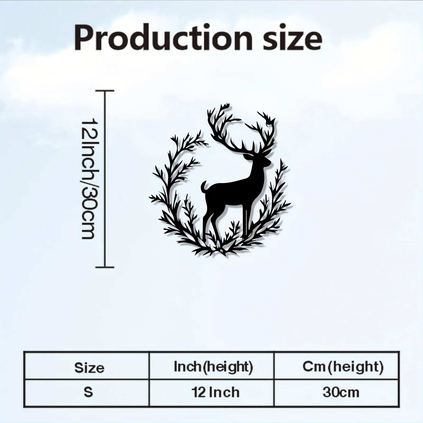 1pc Vintage Deer Silhouette Metal Wall Art with Wreath, Weather-Resistant Rustic Decor, Christmas Ornament for Cabin, Gift