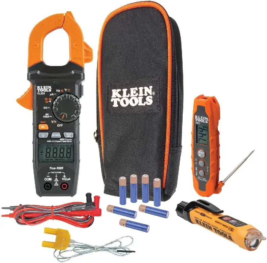 

HVAC Testing Kit: Digital Clamp Meter, Voltage Tester & Thermometer for Professionals