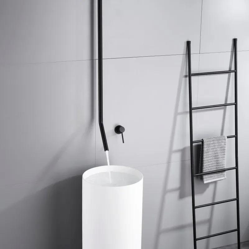 Ceiling Faucet Wall Style Bathroom Mixer Hot and Cold Ceiling Tap Chrome Brass Ceiling Style Tap Water Tap 1.6meter