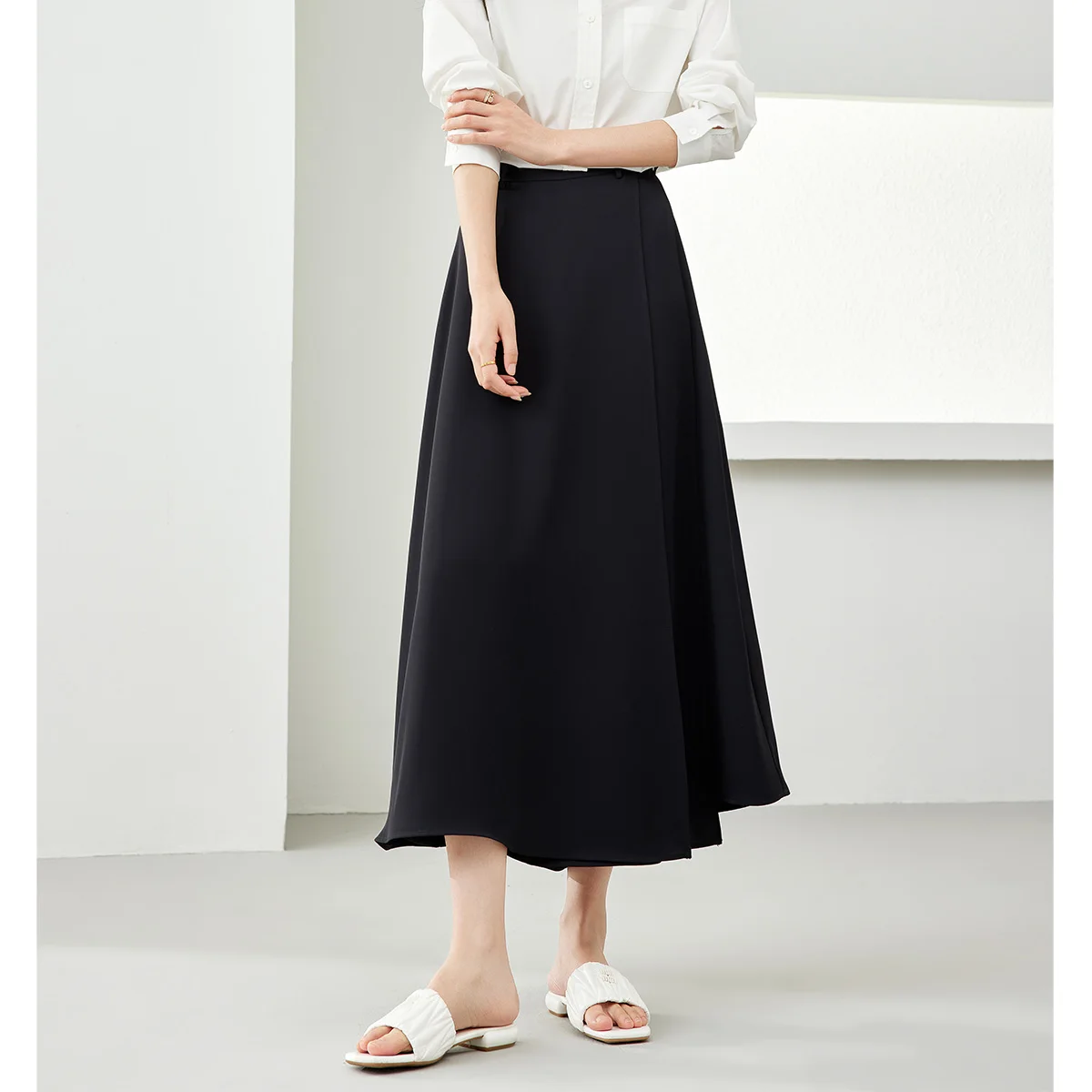 

VIMLY Women's Solid Simple Chic Wide Leg Pants Summer New Commuter Loose Draped Trousers Pantalons Casual Ladies Pants