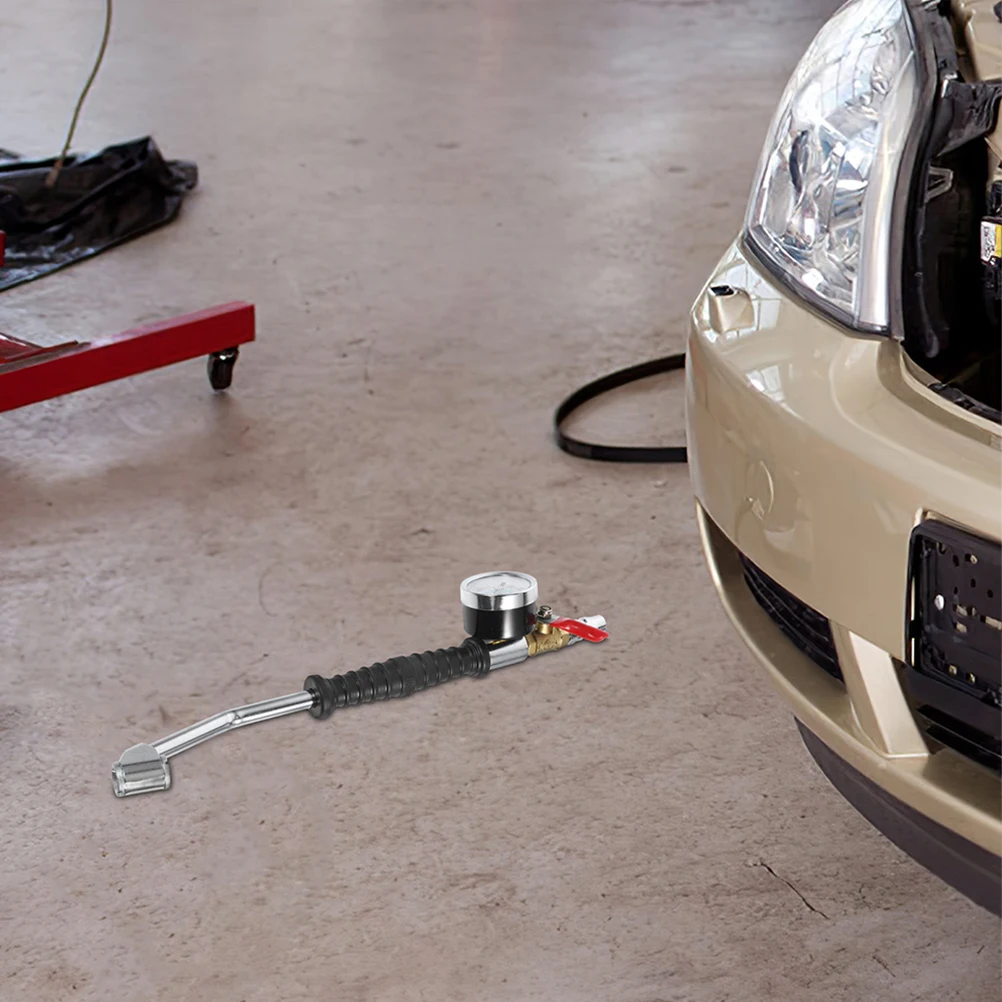 

Extended Tire Inflator Nozzle With Pressure Gauge Heavy Duty Air Tool For Truck Car Motorcycle Quick Inflation Durable