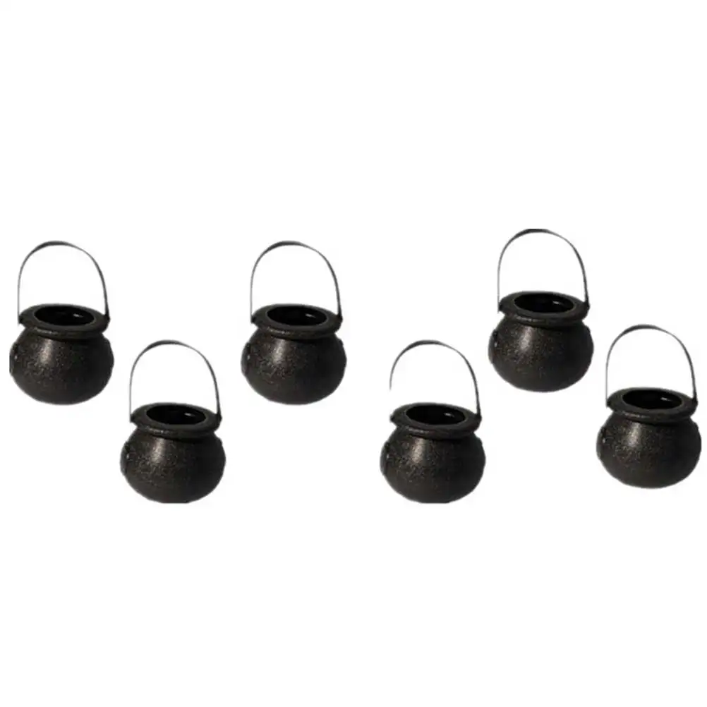 

6pcs Black Skull Halloween Candy Bucket Witch Jar for Kids PartiesHaunted Houses Storage Containers