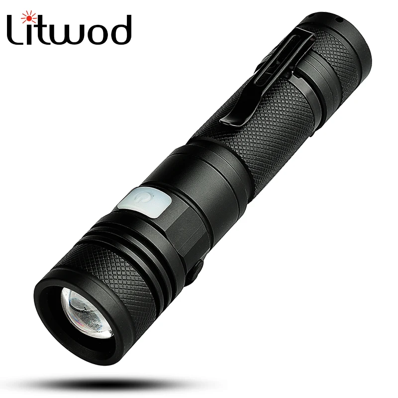 Litwod XM-L2 U3 Micro USB Rechargeable LED Flashlight Zoomable 5 Modes switch Aluminum Lanterna Lamp Bulb Fishing Camping Torchs