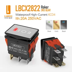 LANBOO 2822 hot selling metal boat type rocker power supply with light 3 gear 6 feet 3V 8V 110V boat switch