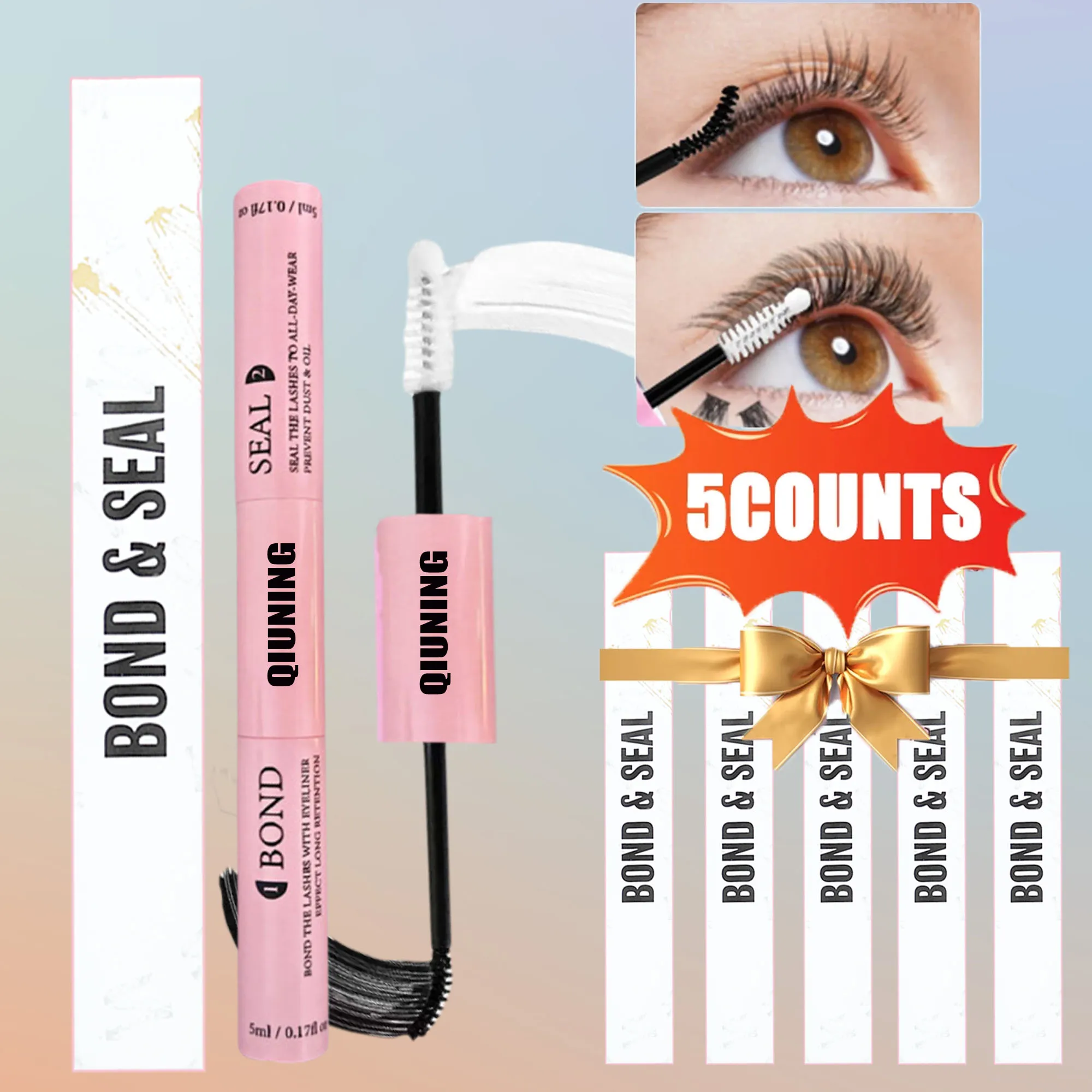

QIUNING Eyelash Glue Lash Clusters Makeup Tools Eyelash Extensions Kit Bond and Seal Eyelash Glue and Seal for Eyelash