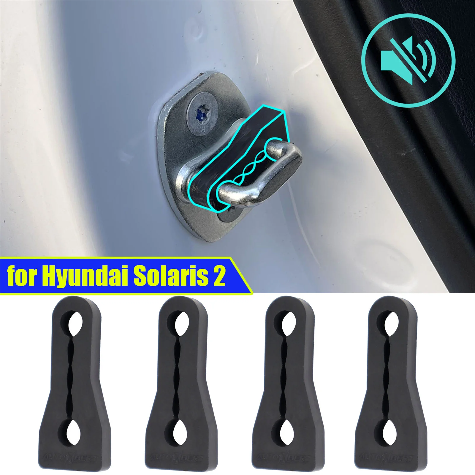 Door Lock Buffer Damper For Hyundai Solaris 2 2017 - 2023 Soundproof Insulation Quiet Deaf Creaking Noise Seal Stopper Deadener