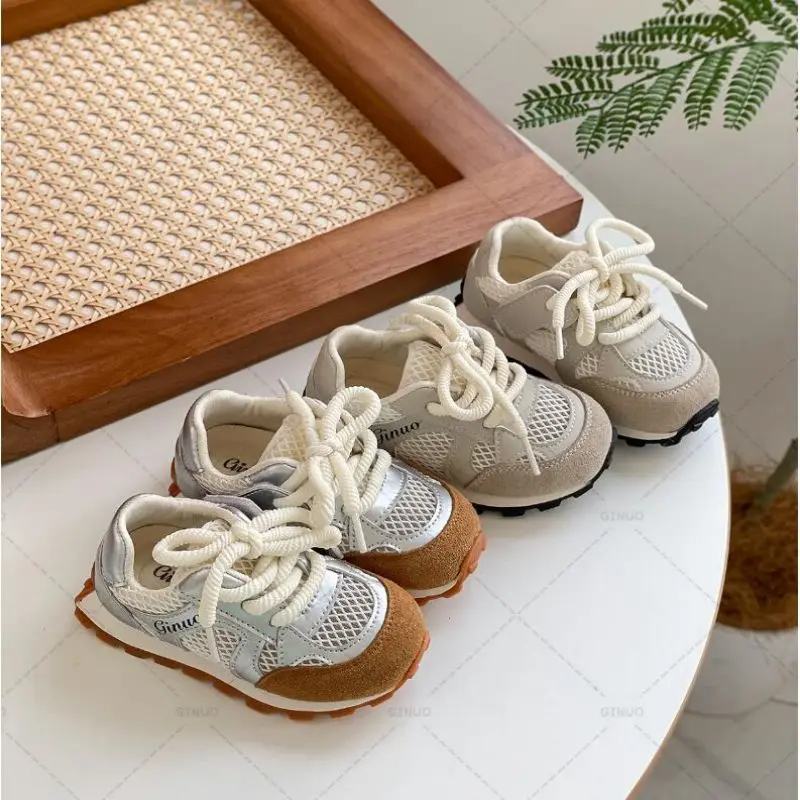 Children Casual Shoes Summer New Mesh Tennis Kids Shoes Baby Girl Breathable Lightweight Knitted Boys Sneakers Korean Shoes