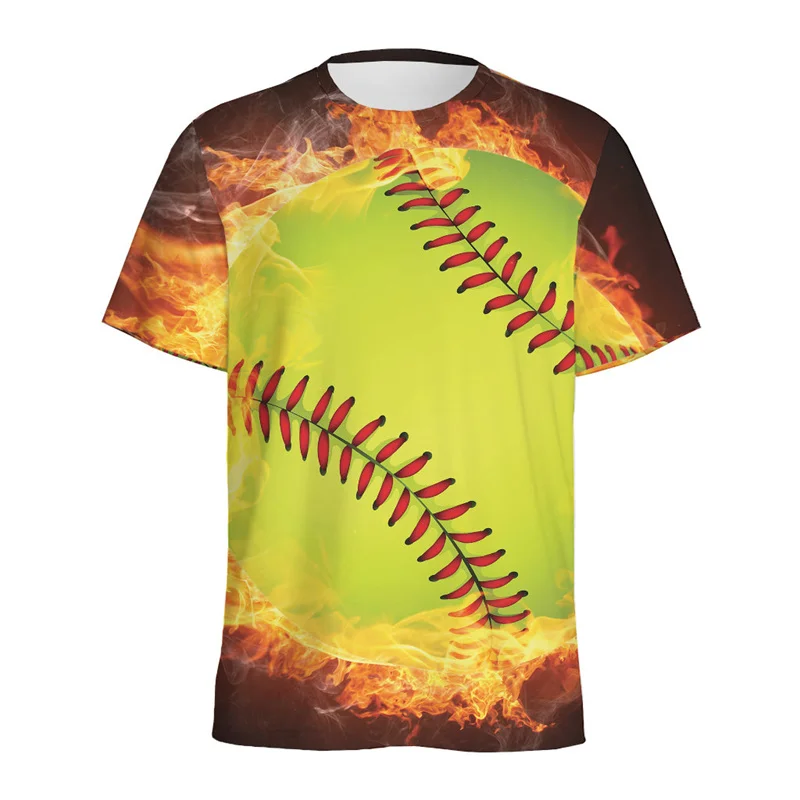 Unique Softball Tennis 3d Printed T Shirt For Men Kids Outdoor Sports Loose T-shirt Summer Short Sleeves Round Neck Tee Shirts