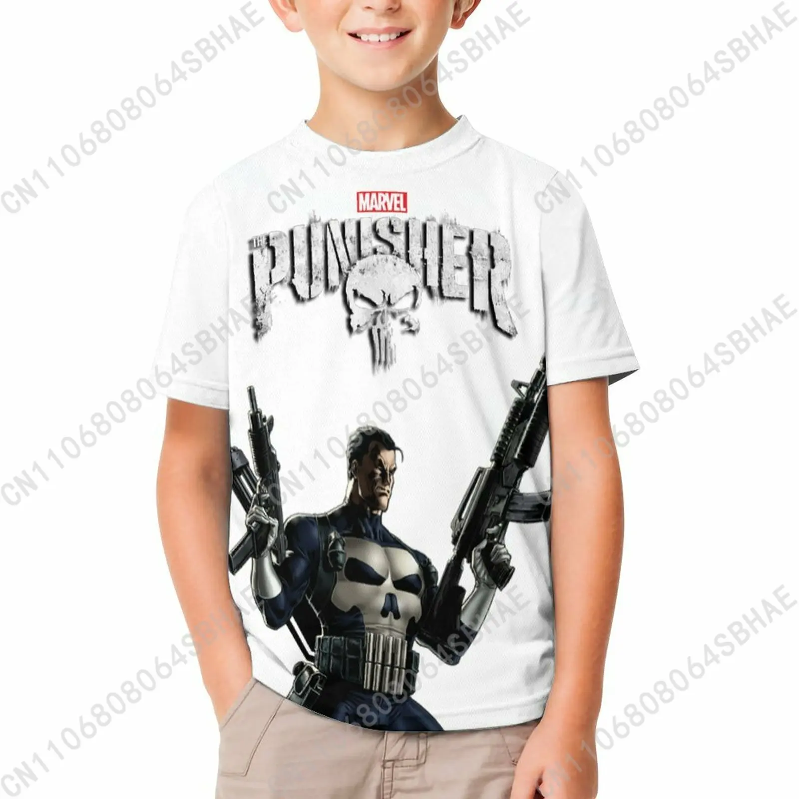 

Marvel The Punisher T Shirt Boy Girl Short Sleeve Print Cotton TShirt Comfortable Crew Neck Children Child Tee Cosplay