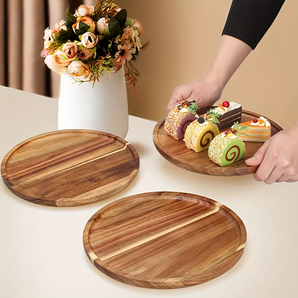 

Acacia wood tray, wood fruit tray, tea tray, barbecue dinner , household fruit bread, Dim sum wood