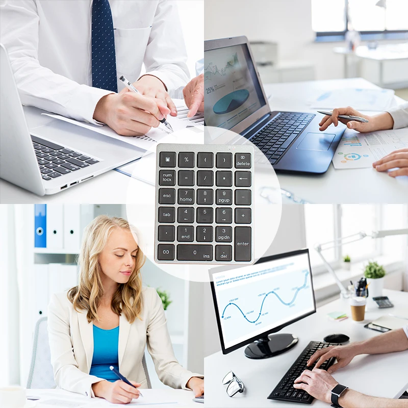 Mini numerische Tastatur Bluetooth Numpad digitale Tastatur Aluminium legierung mit USB-Hub für Windows Laptop Computer Android-Handy