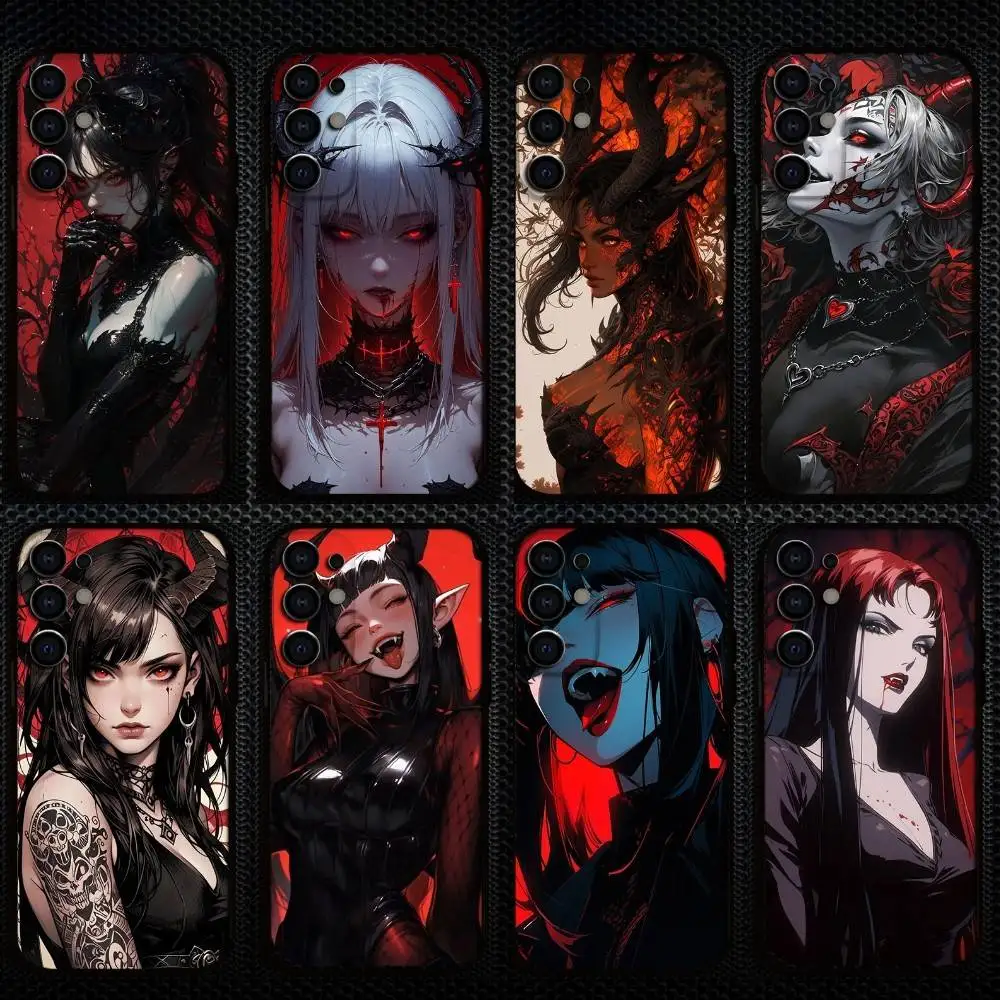 

Gothie Vampire Searlet Art Phone Case For Samsung S25,S24,S23,S22,S21,S20,Plus,Fe,Lite,Others Black Cover