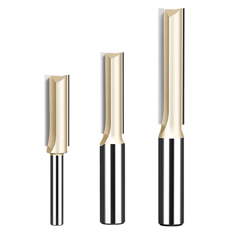 LIDIAO 2PC Double Flute Straight Router Bit Set Shank12.7mm Extra Long Carbide Tipped CNC Cutter Engraving Milling Machine Tool