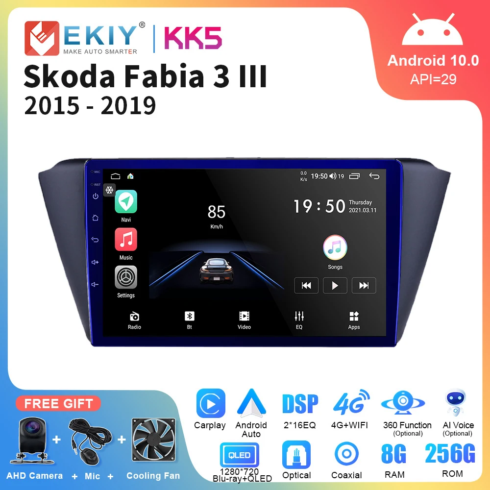 

EKIY KK5 для Skoda Fabia 3 III 2015 - 2019 автомобильный радиоплеер Android GPS-навигация стерео DSP авто беспроводной Carplay 2 Din DVD