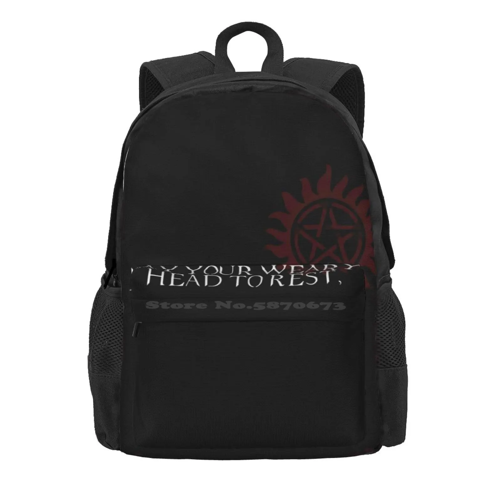 Lay Your Weary Head To Rest Hot Sale Schoolbag Backpack Fashion Bags Spn Supernatural Kansas Anti Possession Dean Sam Castiel