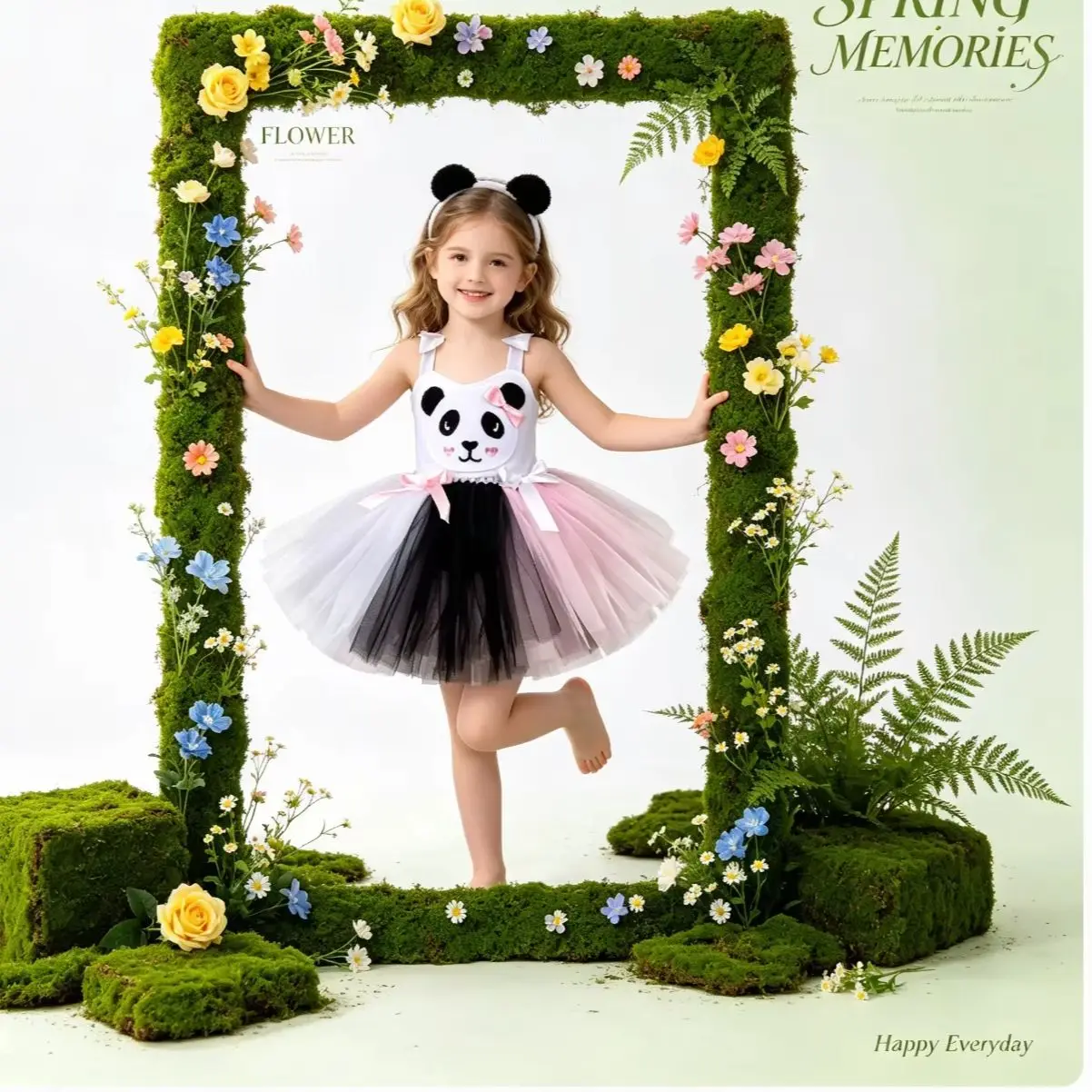 

cute Panda Cosplay Costume 3‑Pcs Tutu Dress Set , 1‑12Yrs Outfit for Halloween Christmas Birthday Party Dance Stage Performance