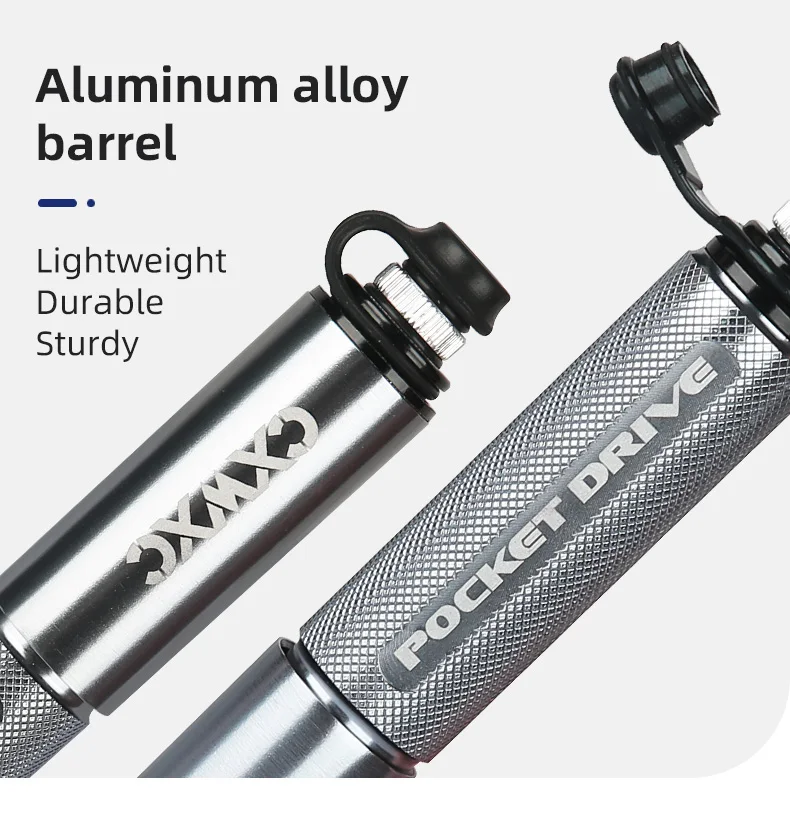 CXWXC Mini-Fahrradpumpe, max. 160 psi, tragbar, Schrader, Presta-Ventil, Luftpumpe, Aluminiumlegierung, Radfahren, versteckter Schlauch, Reifen, Handluftpumpe – Detail 10