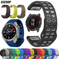 Fenix8 7X(51mm) Official Screw 22 26MM Silicone Smartwatch Straps For Garmin Fenix 6 6X Pro 5 5X Plus Easyfit Quick Fit Bracelet