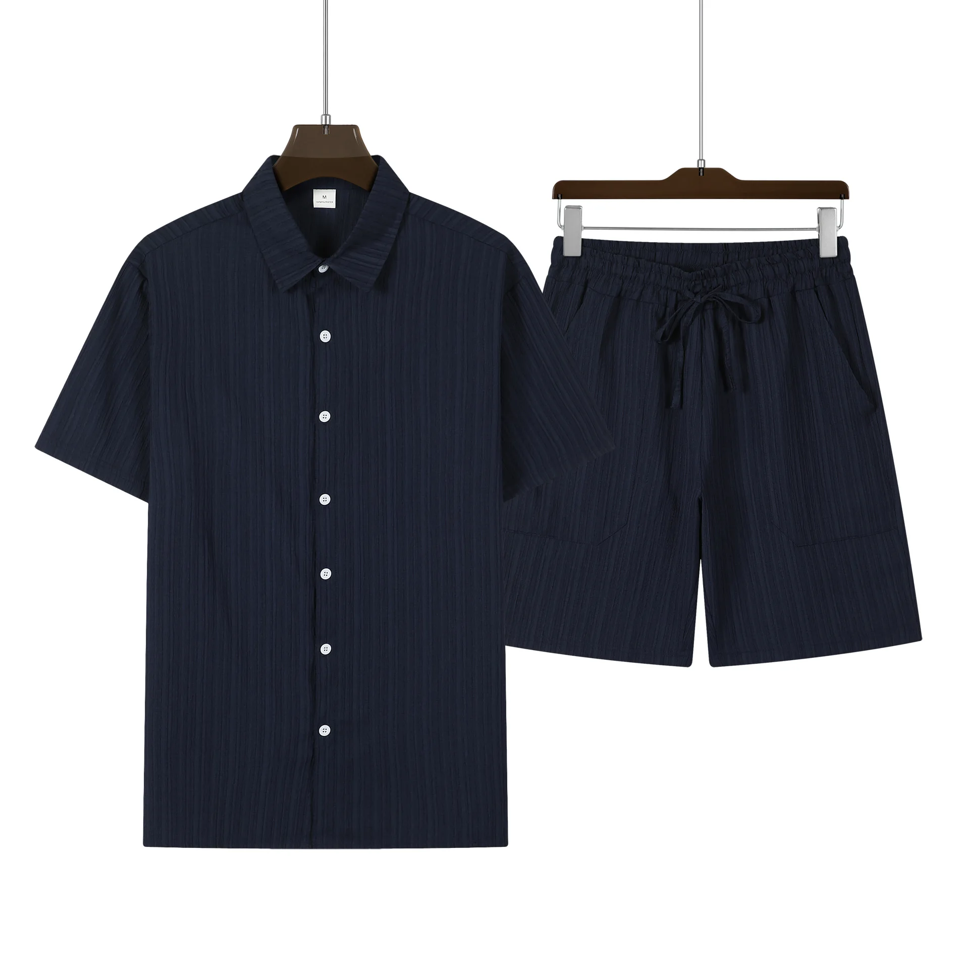 Conjunto de camisa simple de manga corta para hombre, ropa informal de color sólido, secado rápido, novedad de verano, 2024