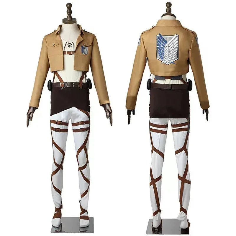 2025 Anime New Attack on Titan Shingeki no Kyojin Mikasa Ackerman Cosplay Costume Shawl Belt Suit Leather Sho☆★ee☆★
