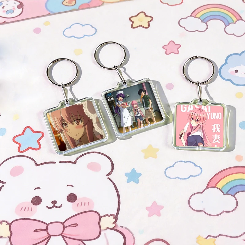 Anime Future Diary Acrylic Keychain Handmade Hanging Ornaments for Clothes Backpack Decoration Accessories Gifts with Friends