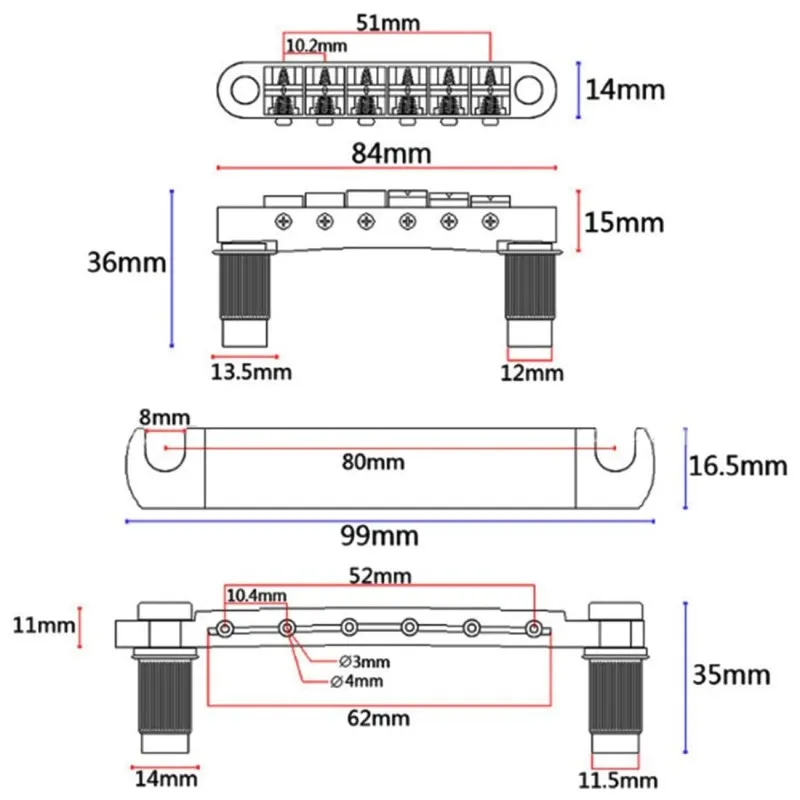 E-Gitarre Brücke Saitenhalter Kit mit Nieten obere untere Saite Brücke Saitenkissen für Les Paul Sg E-Gitarre – Detail 5