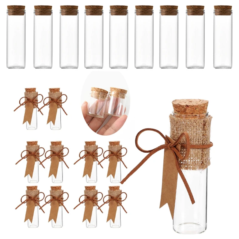 30PCS 10ml-100ml Mini Clear Straight Mouth Glass Bottles Wishing Vial & Cork Test Tube Bottle For DIY Wedding Dried Candy Flower