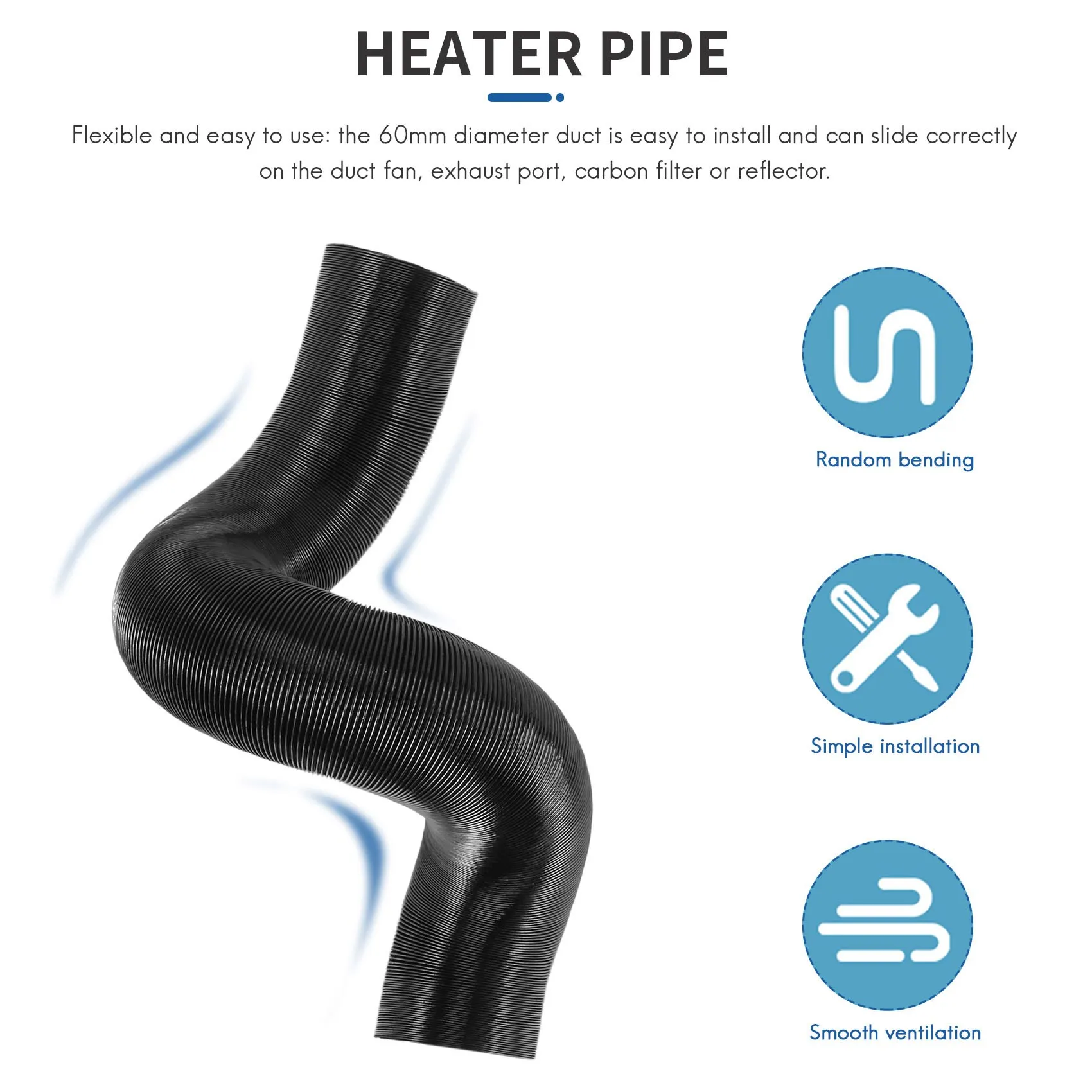 60 مللي متر الألومنيوم احباط سخان خرطوم التسخين المسبق ل 2000 واط مسخن الهواء منفذ سيارة أنابيب الهواء خرطوم الصرف