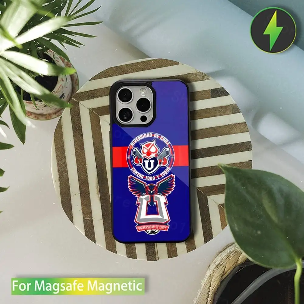 Capa de telefone com logotipo c-chile u-university para iphone 16,15,14,13,12,11, pro, max, plus, mini, magsafe, capa de carregamento magnético sem fio