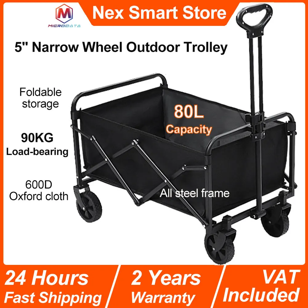 Carro exterior de rueda estrecha de 5 pulgadas, carro de Camping multifunción para exteriores, carro de jardín plegable portátil de gran capacidad