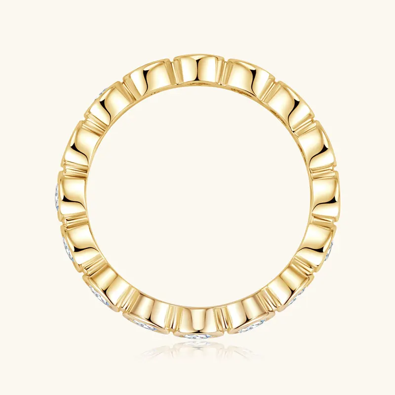 Lnngy Plated 14k Gold 3MM Full Moissanite Eternity Ring Bague Argent 925 Sterling Silver Rings For Women WeddingJewelry Gift
