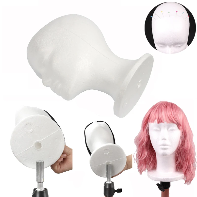 1Pcs Female Styrofoam Mannequin Head For Styling Wigs 30cm Tall Foam Wig Head For Display Hair & Hats Model Wig Stand For Salon