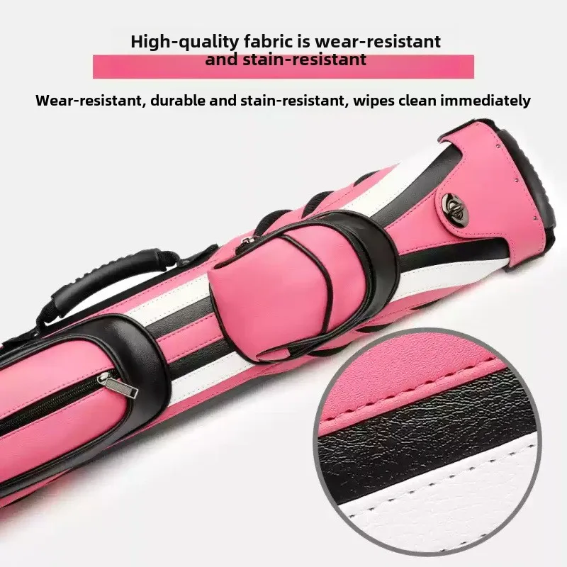 Kotak Tongkat Biliar Premium Portabel 6 Lubang Gaya Amerika Warna Pink, Tempat Penyimpanan Tongkat Biliar dan Snooker yang Dapat Dipakai Sebagai Ransel
