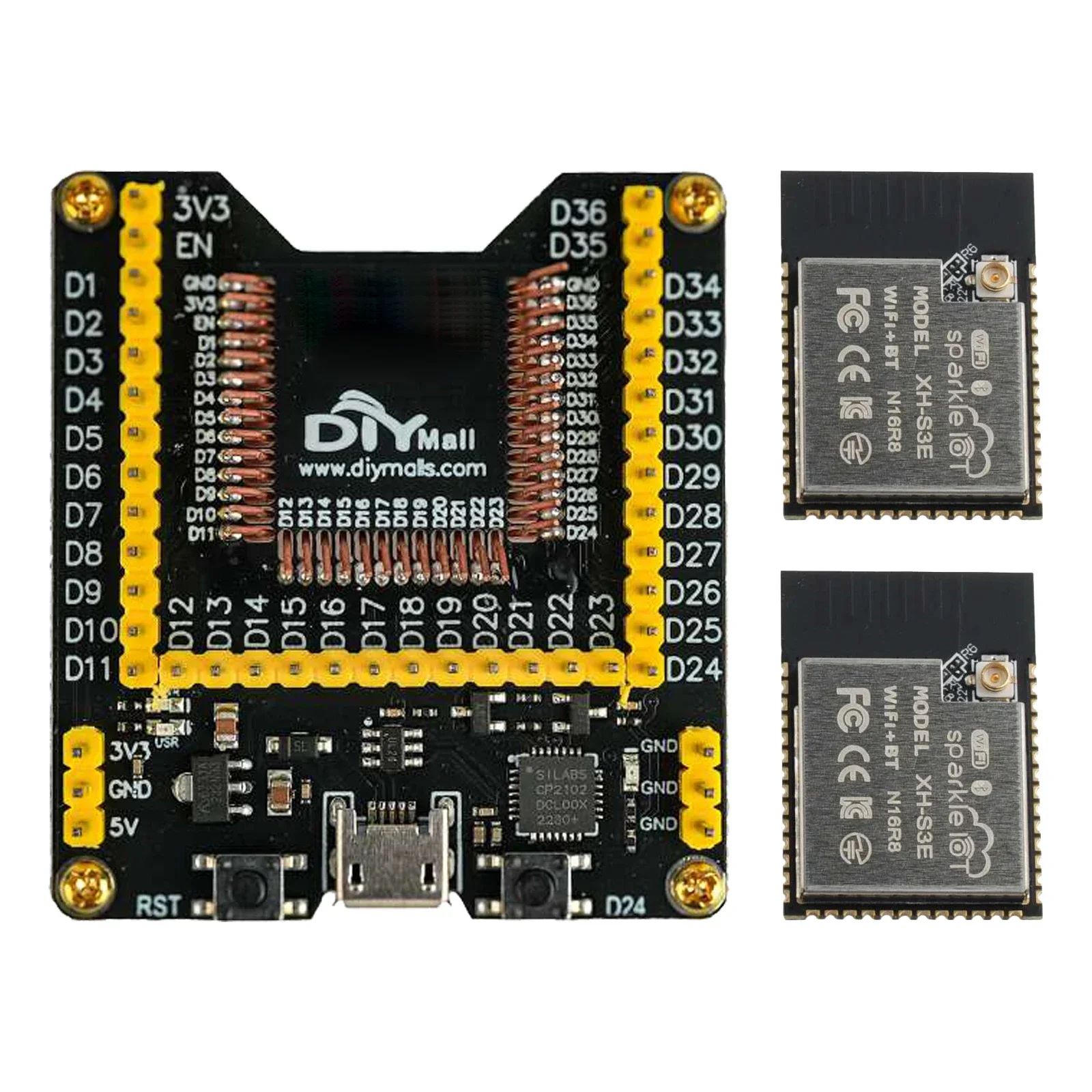 

Модуль ESP32-S3-1 XH-S3E N16R8 со встроенным Wi-Fi + Bluetooth 5.0, двухъядерный микроконтроллер + плата для прошивки и разработки систем