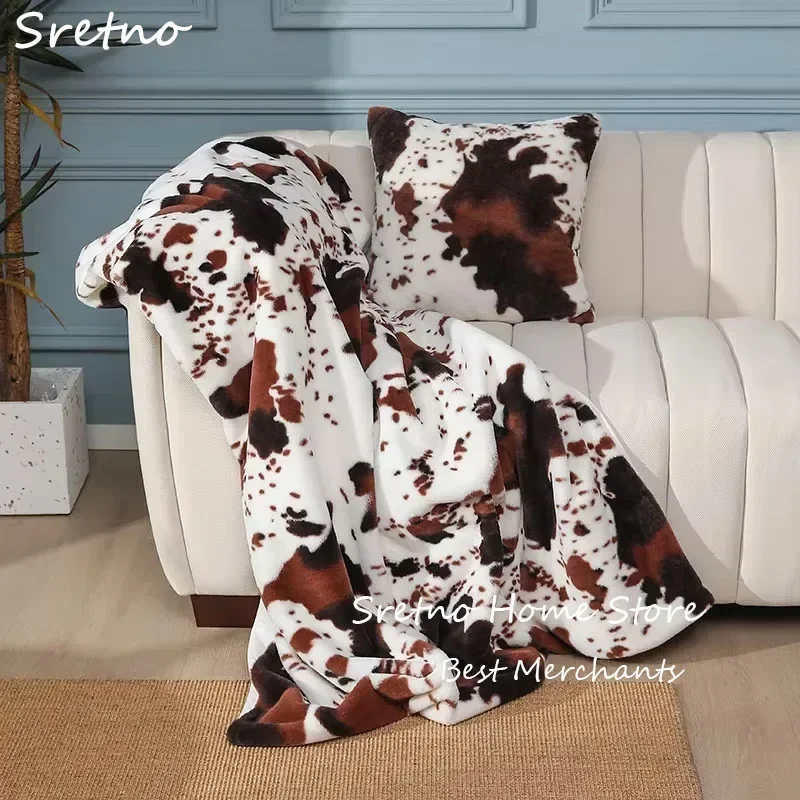 

Nordic Sofa Blanket Animal Cow Print Leopard Print Ins Wind Thickened Blanket Office Air Conditioner Lunch Blankets High Traf