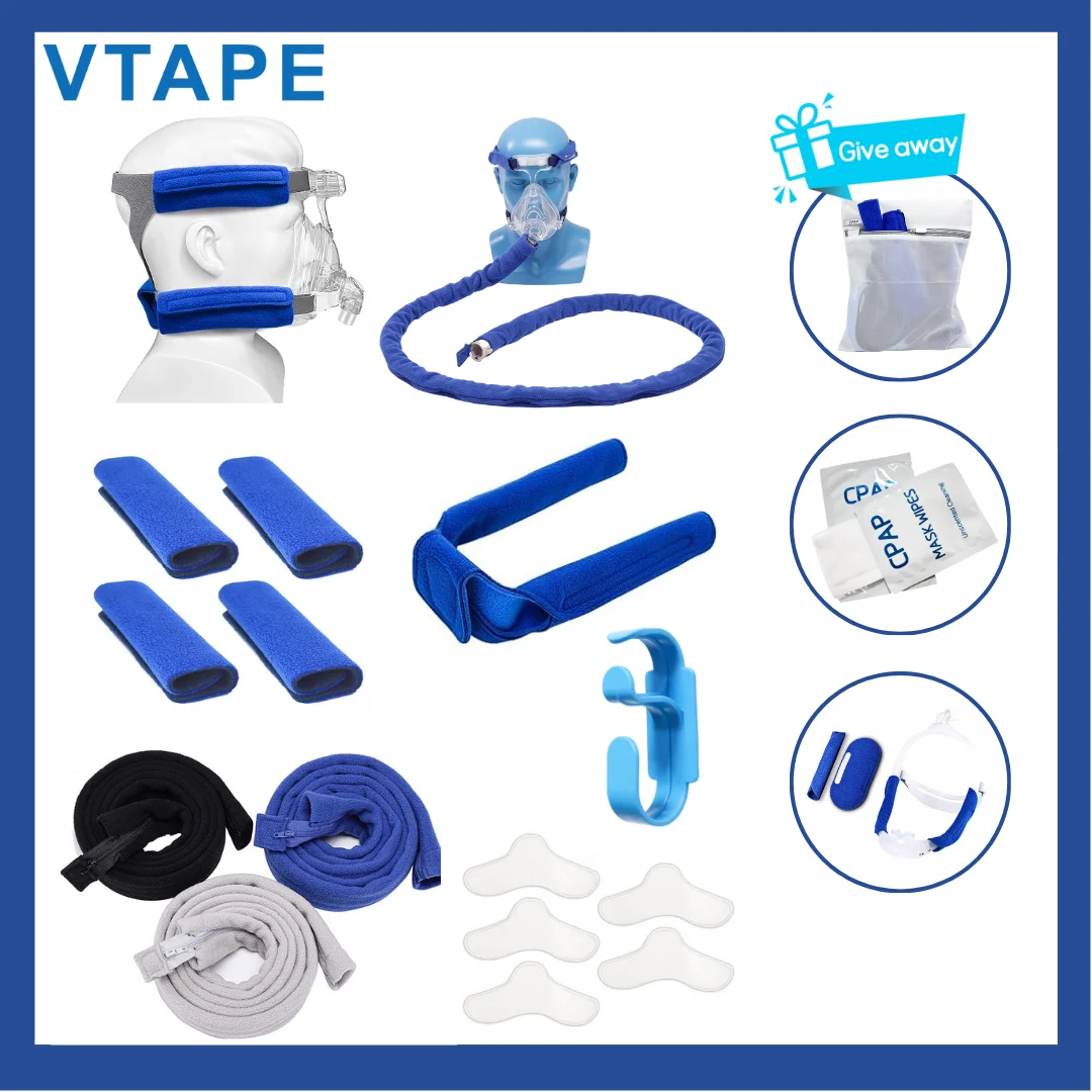 CPAP Hose Cover & CPAP Neck Pad, Nose Pads - Zippered Tubing Wrap Insulator - Soft Fabric Wrap, Reduces Face and Neck Irritation