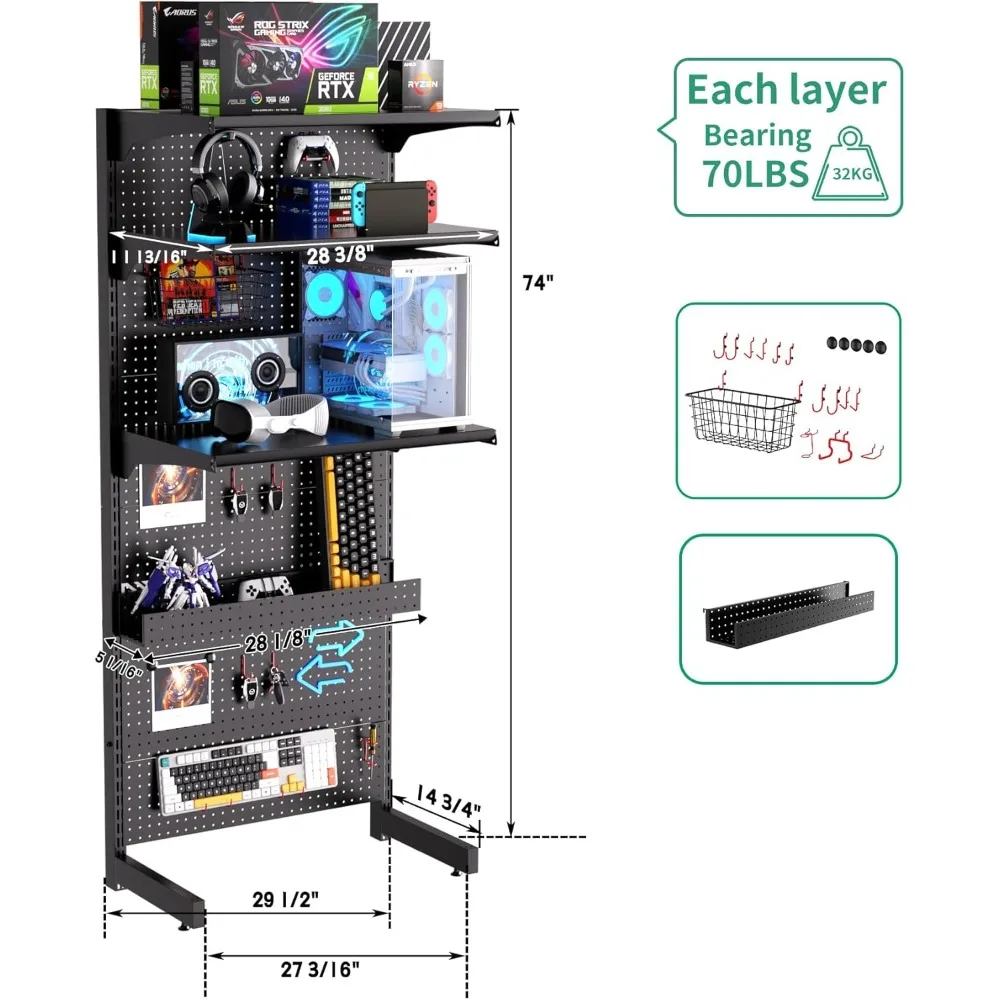 وحدة Pegboard الدائمة القابلة للتخصيص مع صندوق تخزين وتغطية Pegboard الشاملة